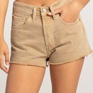 Levi's 501 High Rise Shorts in Beige Tan 56327-0399 BNWT - Size 27